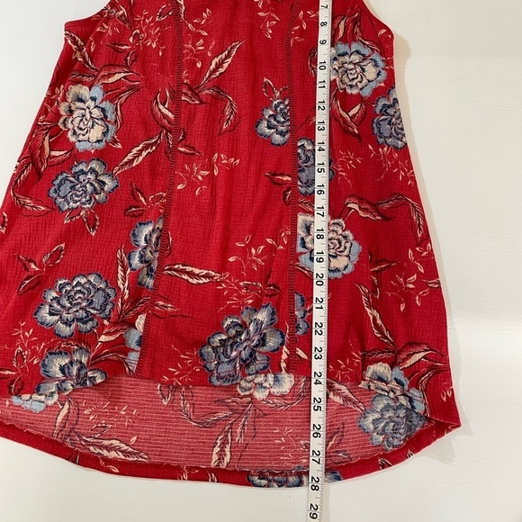 Knox Rose Women's Tank Top Size XS Boho Blouse Red/Blue Floral Sleeveless - Picture 6 of 7